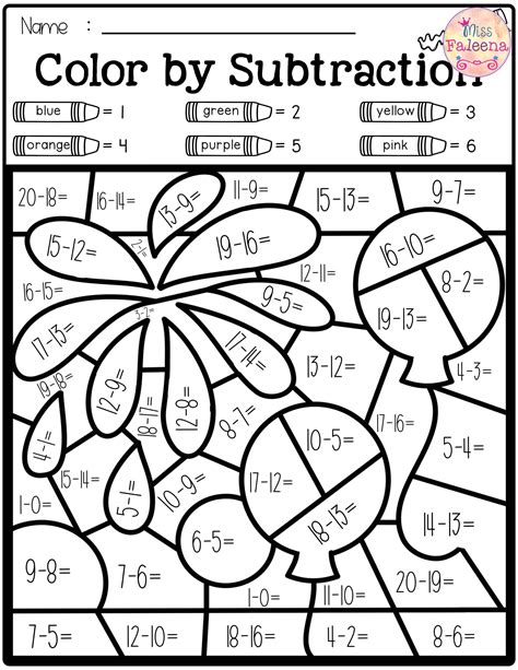 Color By Number Subtraction