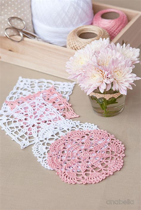 Anabelia Craft Design Crochet Lace Motifs In Pink And White Free Patterns