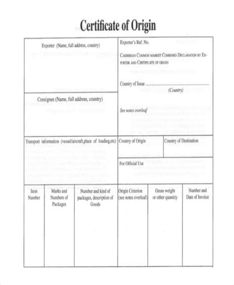 Certificate Of Origin Template 8 Free Word Pdf Documents Download