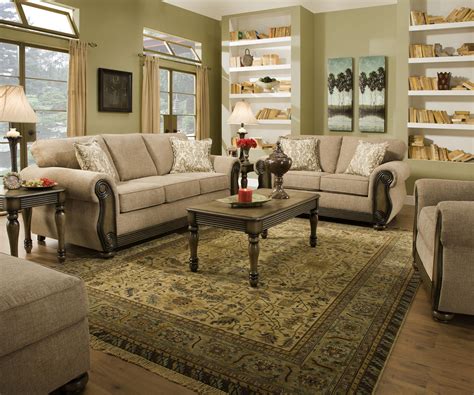 Bedroom — where the bed is, of course! Theory Dunes Traditional Beige Living Room Furniture Set w ...