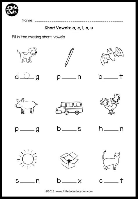 Short Vowels Middle Sounds Worksheets And Activities Short Vowel