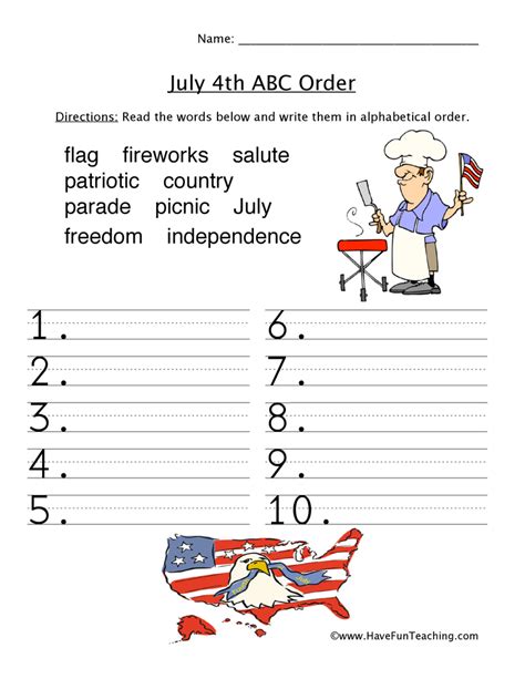 Free collection of 30+ printable puzzles for second graders. 4th of July Worksheets | Have Fun Teaching