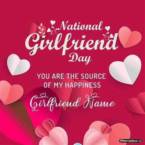National Girlfriend Day Wish Card With Name National Girlfriend Day Girlfriends Day Day Wishes