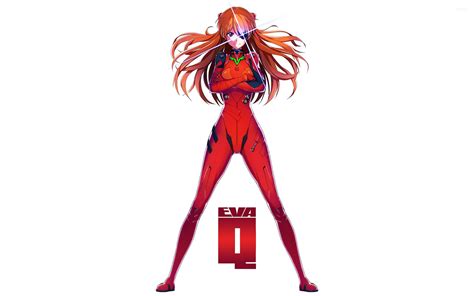 Standing Long Hair Asuka Langley Soryu Neon Genesis Evangelion Simple Background Anime