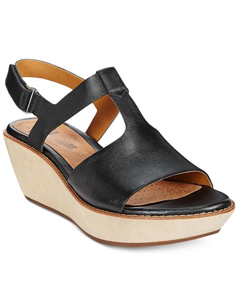 Clarks Collection Womens Hazelle Amore Wedge Sandals In Black Lyst
