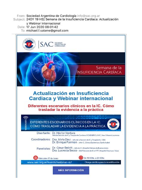 Hoy 19 Hs Semana De La Insuficiencia Cardiaca Actualización Y Webinar