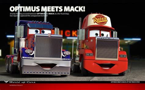 Cars Optimus Meets Mack By Danyboz On Deviantart Cars Movie Optimus Prime Truck Disney