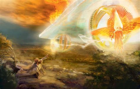 Celestial Chariot Illustration From Bible Art Ezekiel Biblical Art