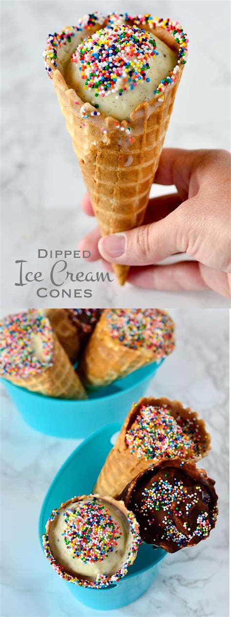 Dipped Ice Cream Cones With Homemade Magic Shell Recipe Dips Ice Cream Dipped Ice Cream