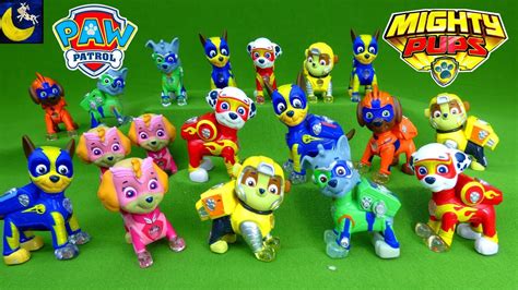 Paw Patrol Mighty Pups 6 Pack T Set Paw Patrol Figures With Light