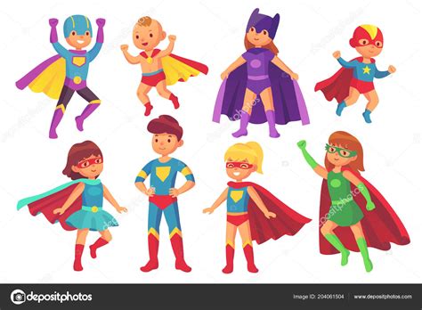 Illustration De Personnages De Dessins Animés Superhéros Enfants