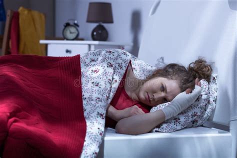 Depressed Woman Lying In Bed Stock Photo Image 62120271