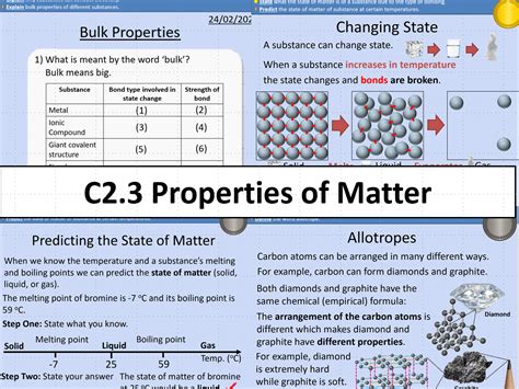 Gcse Ocr Chemistry C23 Properties Of Materials Teaching Resources
