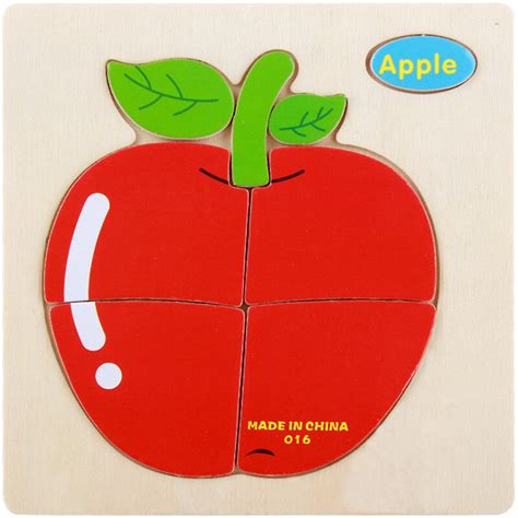 2018 New Quality Cartoon Fruits Puzzle Toys Childrens Wooden Apple