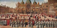 Gentile Bellini: Procession in the Piazza San Marco. THis shows the ...