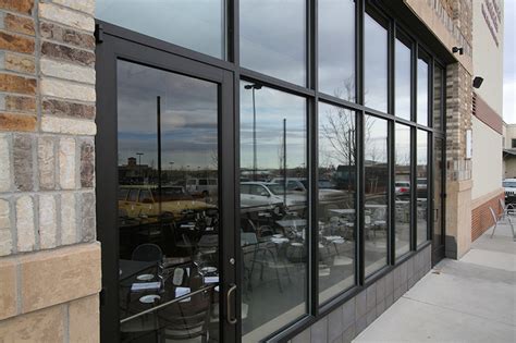 Type of office window curtain teak wood partition glass wall. Denver Storefront, Glass Window Replacement, Glass Curtain ...