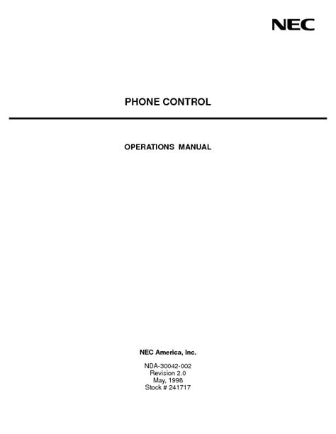 Nec Neax2400 Medical Center System Phone Control Operations Manualpdf