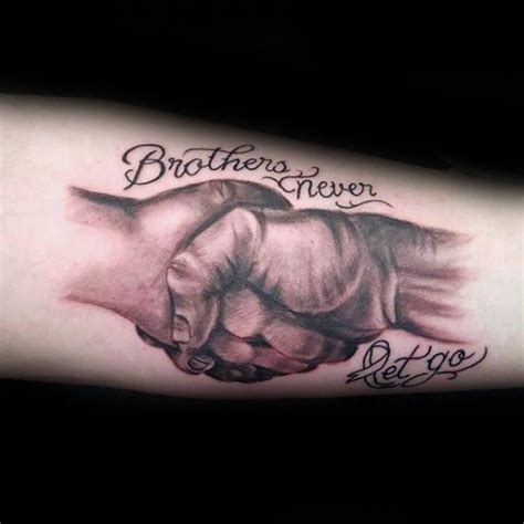 Brothers Never Let Go Memorial Support Hands Holding Male Arm Tattoos