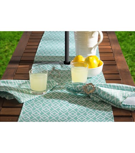 Design Imports Aqua Diamond Outdoor Table Runner With Zipper Joann