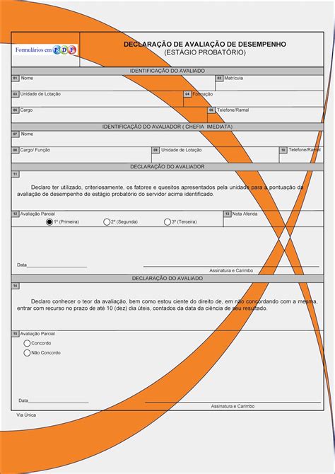 Formulários Em Pdf FormulÁrio De DeclaraÇÃo De AvaliaÇÃo De Desempenho