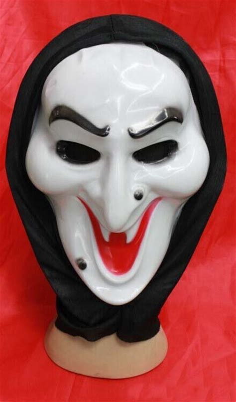 Scary Scream Ghost Mask White Face Horror Halloween Devil Mask Black