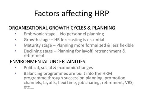 Factors Affecting Human Resource Planning In An Organization Human