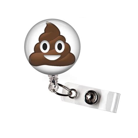 Poop Emoji Badge Reel Id Holder Handmade Products