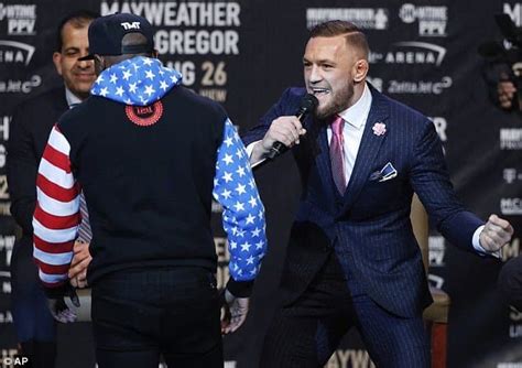 Conor Mcgregor Wears Suit Pinstriped With F K You To Insult Floyd Mayweather Elite Readers