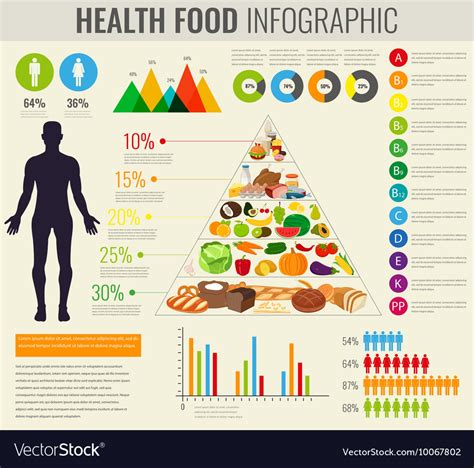 Health Food Infographic Food Pyramid Healthy Vector Image