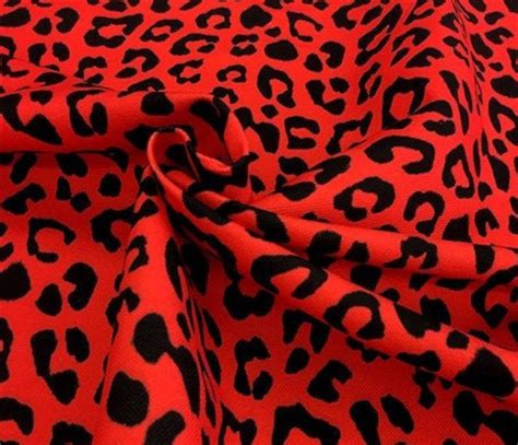 Red Leopard Print Fabricsby The Metersdigital Printed Etsy