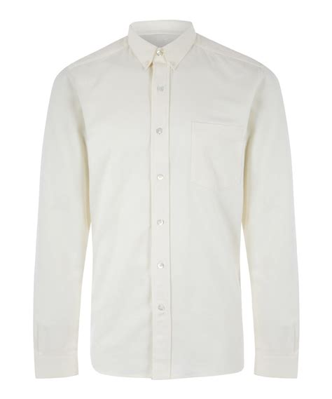 Ami White Button Down Winter Oxford Cotton Shirt In White For Men Lyst