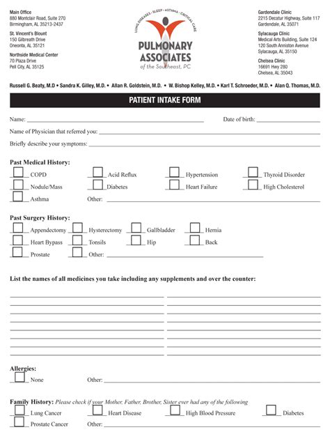 Patient Intake Form Bpulmonarydocsbbcomb Fill Out And Sign Printable