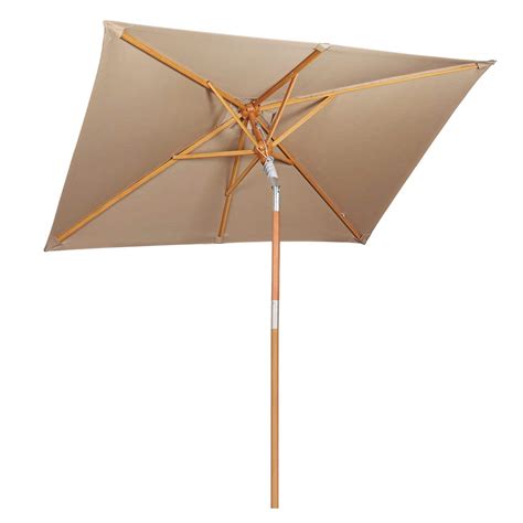 Uv50 Patio Wooden Pole Umbrella Parasol Outdoor Cafe Beach 66 × 49ft Taupe 4260424914154 Ebay