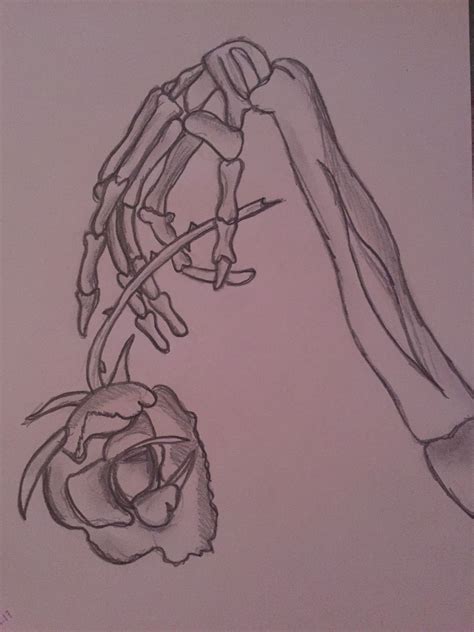 Pencil Skeleton Holding Rose Female Sketch Art Humanoid Sketch