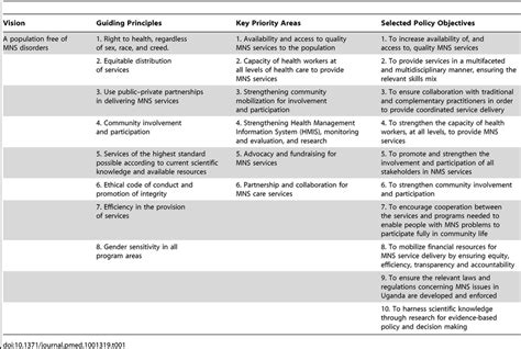 Vision Guiding Principles Key Priority Areas And Selected Policy