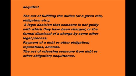 The decision (definition of acquittal from the cambridge academic content dictionary © cambridge university press). acquittal meaning - YouTube