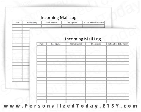 Incoming Mail Log Printable Pdf Digital Download Us Letter Etsy