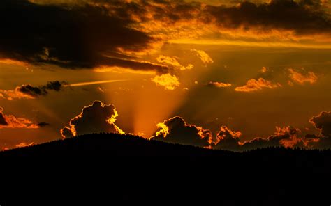 Download Wallpaper 3840x2400 Hill Silhouette Clouds Sunset 4k Ultra