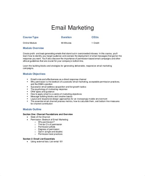 Free 12 Email Marketing Samples In Pdf Ms Word Psd