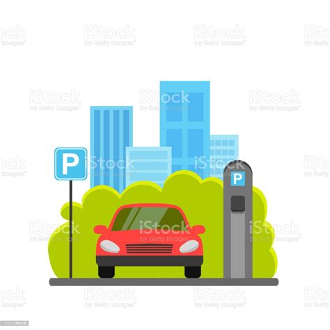 Parking Lot Vector Illustration Isolated On White Background Flat