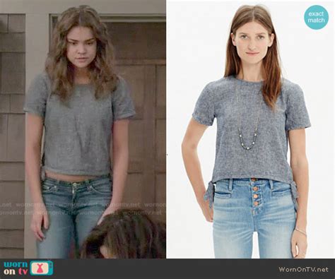 Wornontv Callies Grey Top With Tied Sides On The Fosters Maia