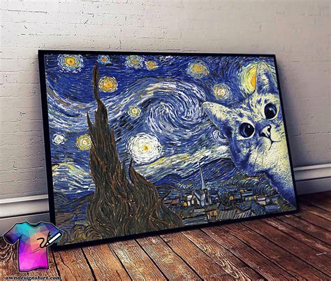 The Best Selling Vincent Van Gogh Starry Night Cat Poster