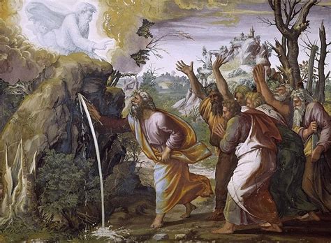 Moses Strikes Water From The Rocks Raffaello Sanzio Da Urbino Raphael