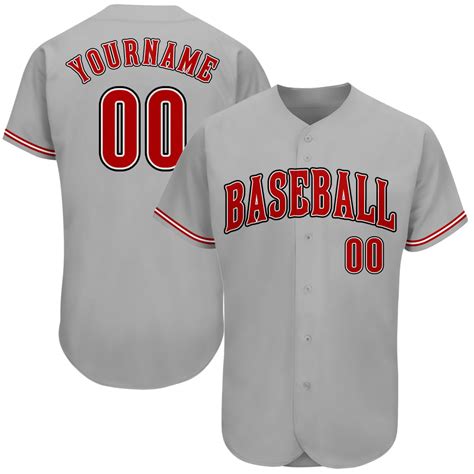 Custom Own Gray Red Black Authentic Baseball Stitched Jersey Free