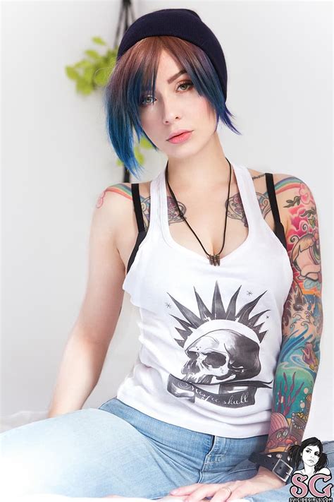 Short Hair Dyed Hair Tattoo Choker Inked Girls Alt Reeden