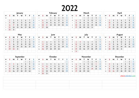 12 Month Calendar Printable 2022 6 Templates