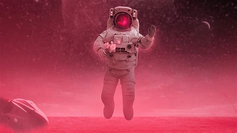 Descargar Fondos De Pantalla Astronauta En El Espacio 4k Rojo Nubula