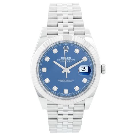 Rolex Datejust 41 Stainless Steel Mens Blue Diamond Watch 126334