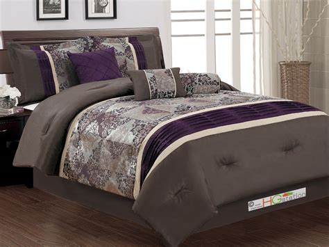 Dark brown and rich brown comforters remind me of chocolate! 7-Pc Floral Damask Jacquard Patchwork Pleated Comforter ...