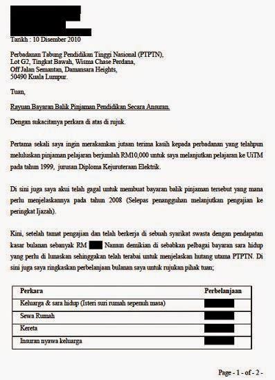 Bahwa pada mulanya rumah tangga pemohon dan termohon dalam keadaan rukun, namun sejak bulan februari tahun 2016 ketentraman rumah tangga pemohon dengan termohon mulai goyah. Contoh Surat Rayuan PTPTN Permohonan Pinjaman